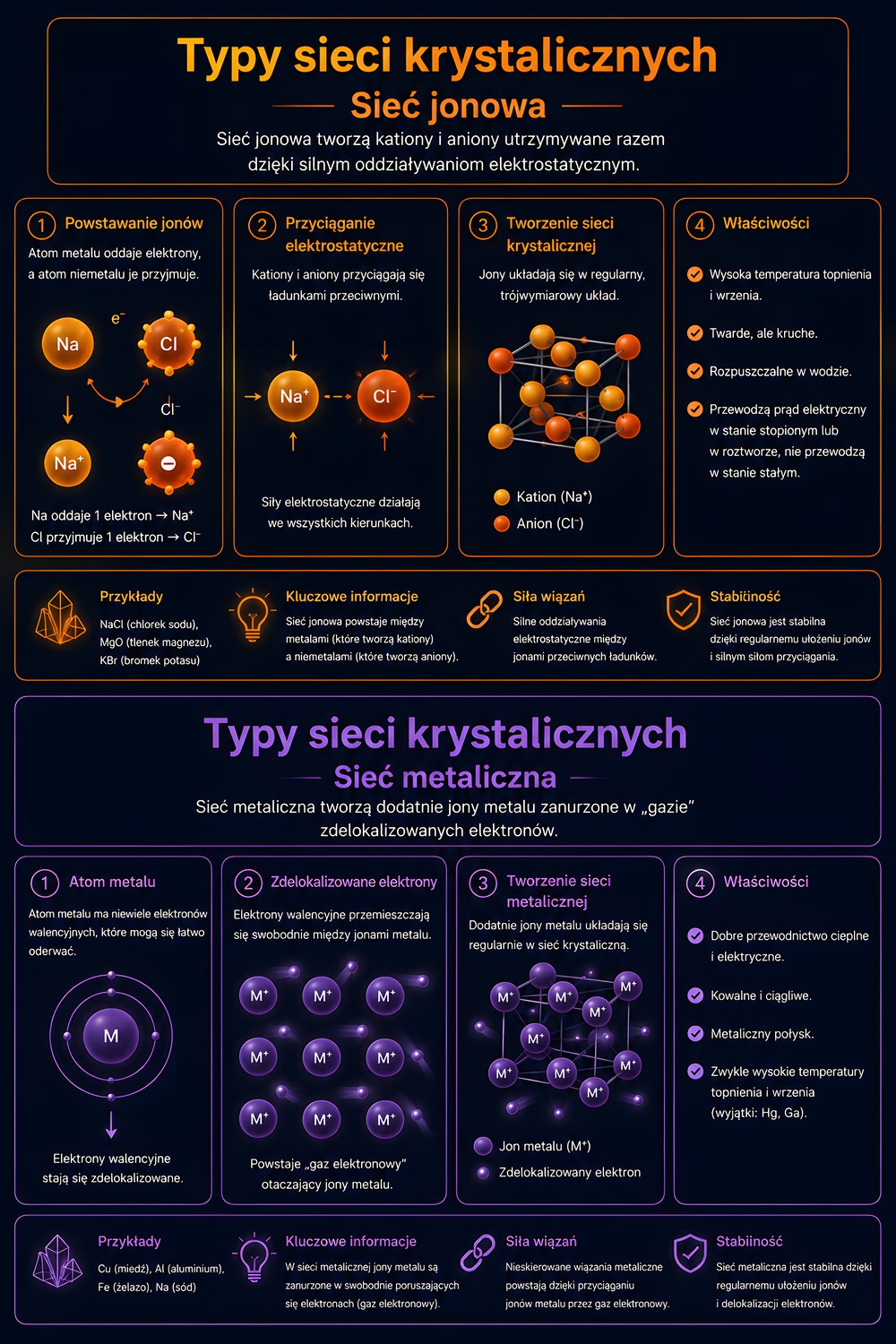 Sieć jonowa i metaliczna